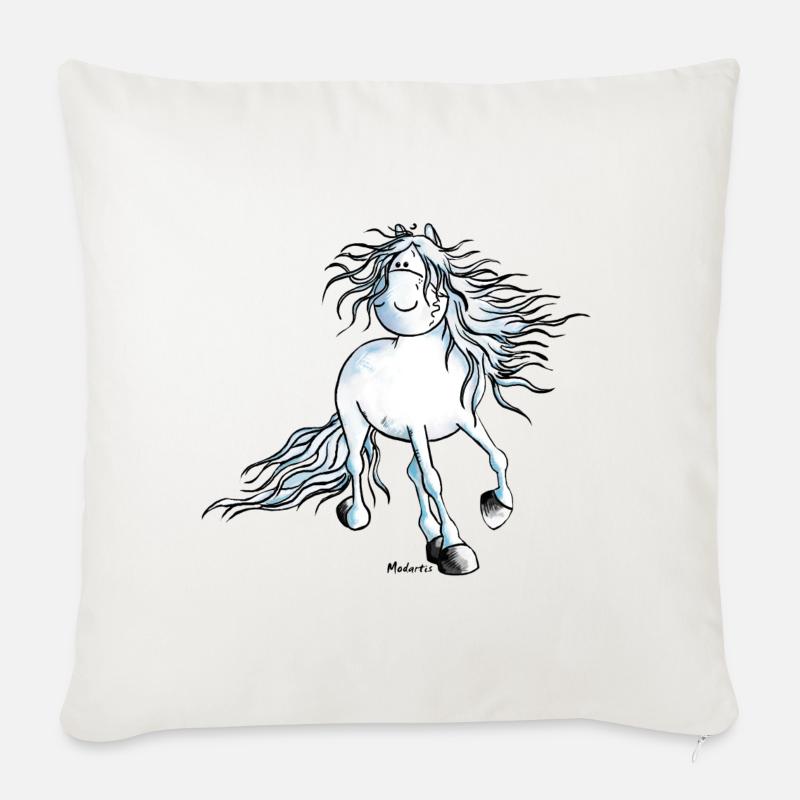 "White Beauty" - Pferd - Andalusier - Sofakissenbezug 45 x 45 cm - Naturweiß 