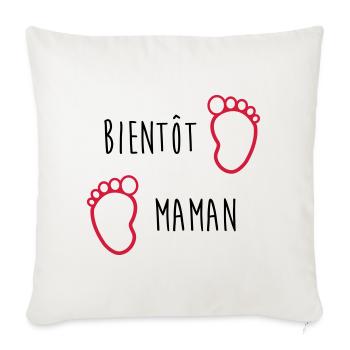 Bientôt Maman / Bébé / Naissance / Enceinte / Baby - Housse de coussin décorative 45 x 45 cm - blanc nature - Devant