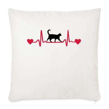 Cat & Heartbeat, Heart - Housse de coussin décorative 45 x 45 cm - blanc nature - Devant