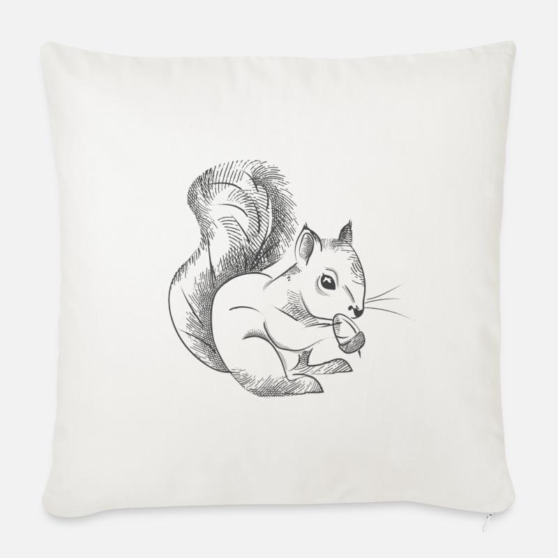 Eichhörnchen - Sofakissenbezug 45 x 45 cm - Naturweiß 