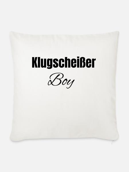 Klugscheißer Boy - Sofakissenbezug 45 x 45 cm - Naturweiß
