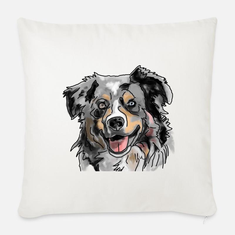 Australian Shepherd - Sofakissenbezug 45 x 45 cm - Naturweiß 