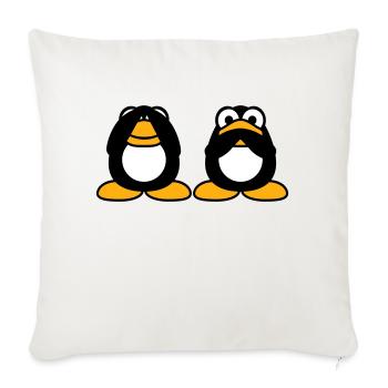 2 Pinguine nichts reden sehen stumm blind Freunde - Sofakissenbezug 45 x 45 cm - Naturweiß  - Vorne
