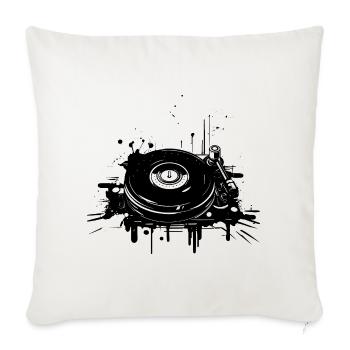 Disque vinyle DJ - Housse de coussin décorative 45 x 45 cm - blanc nature - Devant