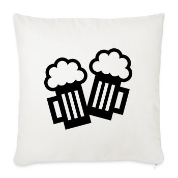 2 Bierkrug Icons Stoßen An (Bier / Maßkrüge / B) - Sofakissenbezug 45 x 45 cm - Naturweiß  - Vorne
