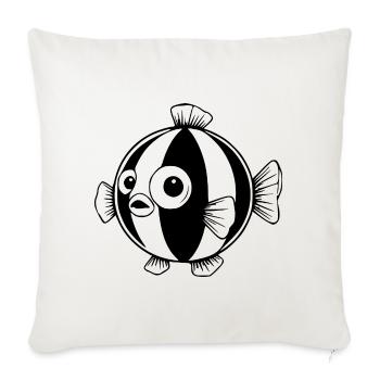 Lustiger Comic Kugelfisch Geschenk  - Sofakissenbezug 45 x 45 cm - Naturweiß  - Vorne