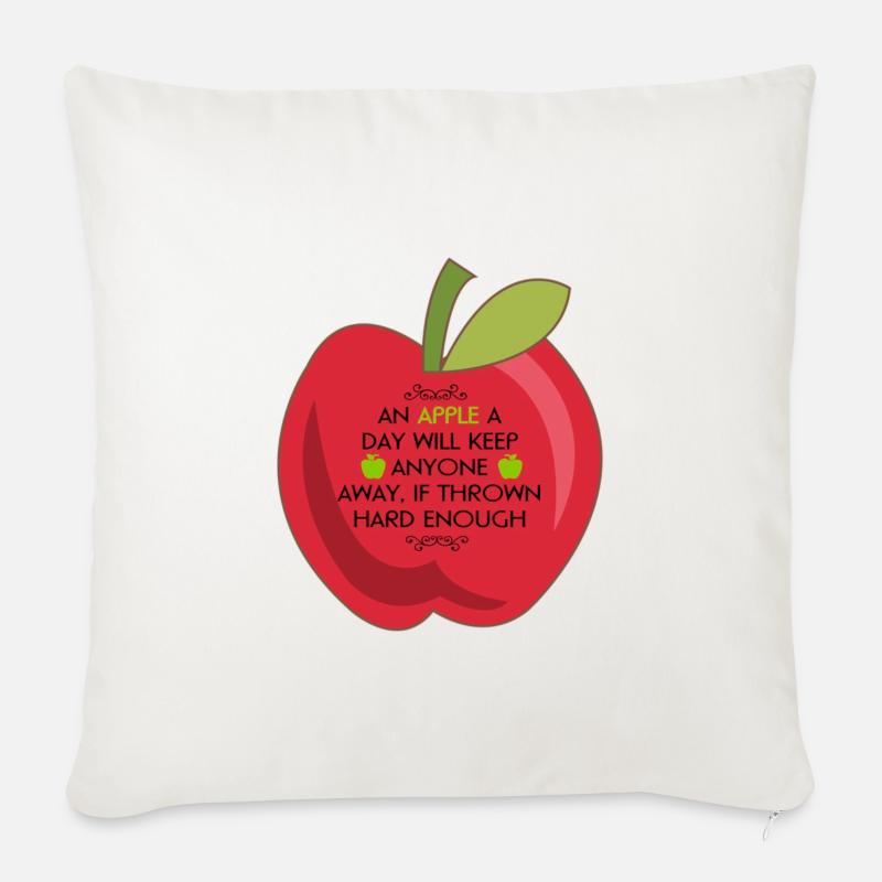 roter Apfel mit lustigem Spruch - Sofakissenbezug 45 x 45 cm - Naturweiß