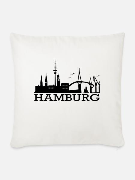 Hamburg Skyline - Sofakissenbezug 45 x 45 cm - Naturweiß 