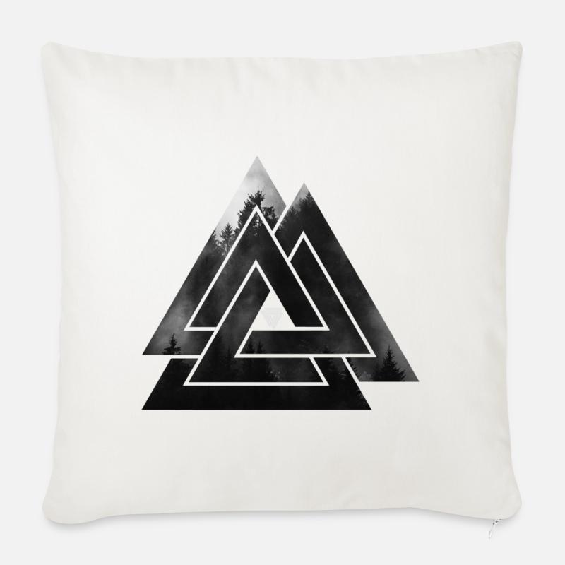 Valknut Wikinger Symbol - Sofakissenbezug 45 x 45 cm - Naturweiß 