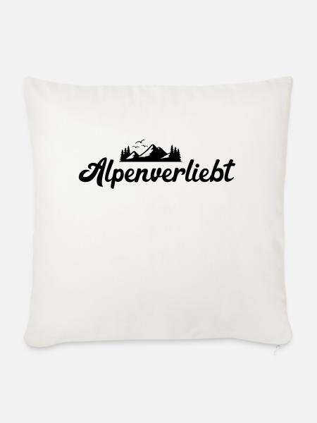 Alpenverliebt, Alpen, Berge, Wandern - Sofakissenbezug 45 x 45 cm - Naturweiß