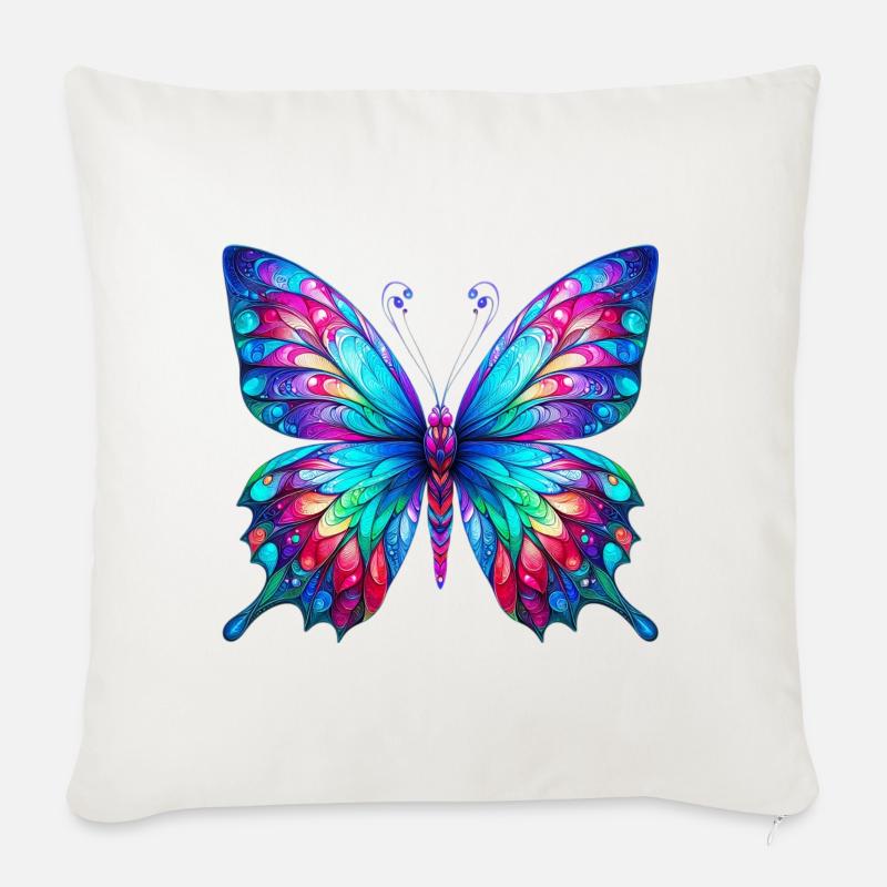 Schmetterling - Sofakissenbezug 45 x 45 cm - Naturweiß 