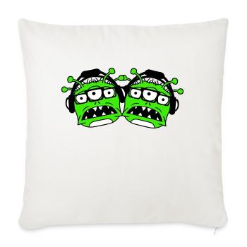 2 DJ Aliens Aliens Horreur Deux monstres Équipe - Housse de coussin décorative 45 x 45 cm - blanc nature - Devant