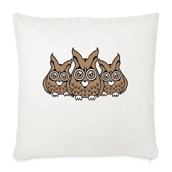 3 Eulen Freunde gucken gruselig große Horror Augen - Sofakissenbezug 45 x 45 cm - Naturweiß  - Vorne