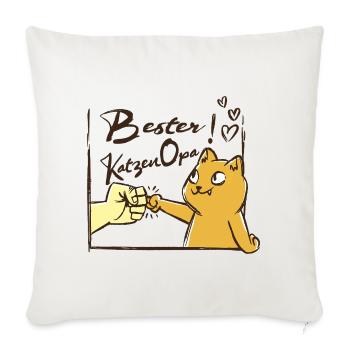 Chat Grand-père Cadeau Chats Grand-père Amoureux des chats - Housse de coussin décorative 45 x 45 cm - blanc nature - Devant