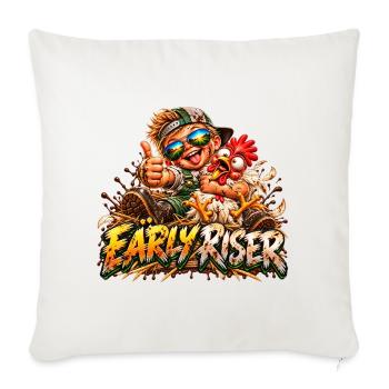 Frühaufsteher Freundschaft Huhn - Sofakissenbezug 45 x 45 cm - Naturweiß  - Vorne