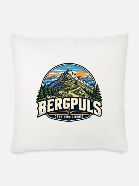 Bergpuls – Oben wird es ruhig - Sofakissenbezug 45 x 45 cm - Naturweiß