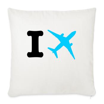 I travel - fliegen - reisen - Sofakissenbezug 45 x 45 cm - Naturweiß  - Vorne