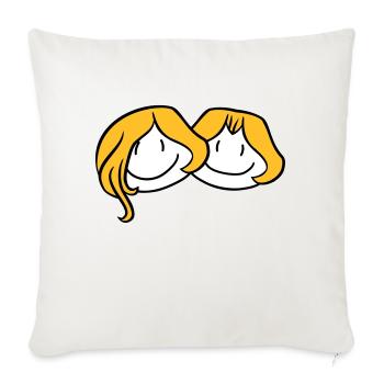 sœurs tête visage petite amie 2 amis équipe ge - Housse de coussin décorative 45 x 45 cm - blanc nature - Devant