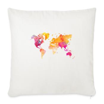 world map orange pink - Sofa pillowcase 17,3'' x 17,3'' (45 x 45 cm) - natural white - Front