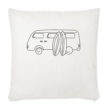 Camionnette rétro avec planches de surf - Housse de coussin décorative 45 x 45 cm - blanc nature - Devant