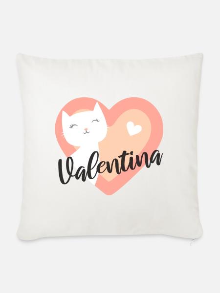 Valentina Name Vorname Kätzchen - Sofakissenbezug 45 x 45 cm - Naturweiß 