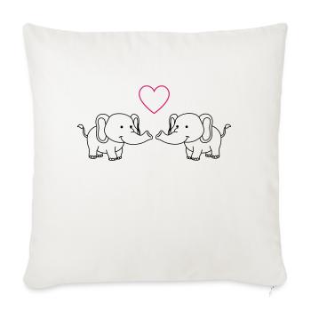 Éléphants amoureux - Housse de coussin décorative 45 x 45 cm - blanc nature - Devant