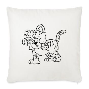 Tiger Kawaii coloring page hand-illustrated - Sofa pillowcase 17,3'' x 17,3'' (45 x 45 cm) - natural white - Front