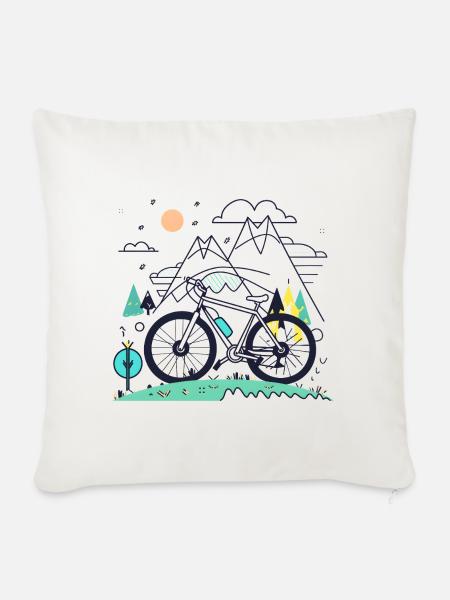 Fahrradfahrer - Sofakissenbezug 45 x 45 cm - Naturweiß 