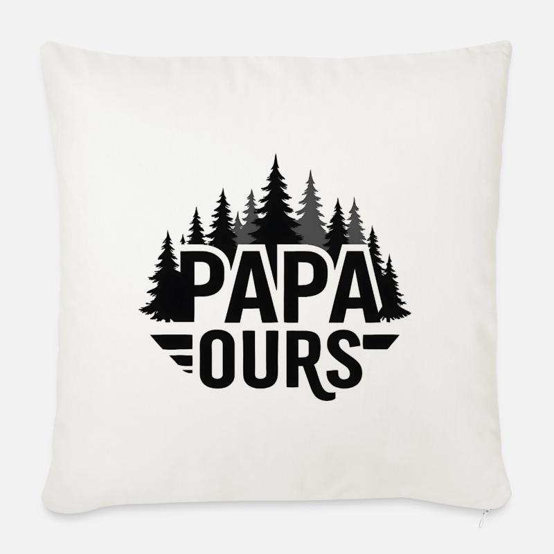 Papa Ourse Foret Silhouette - Sofakissenbezug 45 x 45 cm - Naturweiß 