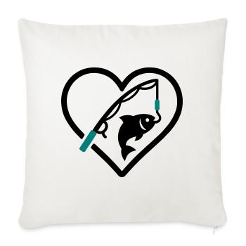 Fishing Heart Fish Rod Nature Passion - Sofa pillowcase 17,3'' x 17,3'' (45 x 45 cm) - natural white - Front