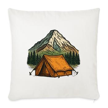 Bergzelt Abenteuer Landschaft - Sofakissenbezug 45 x 45 cm - Naturweiß  - Vorne