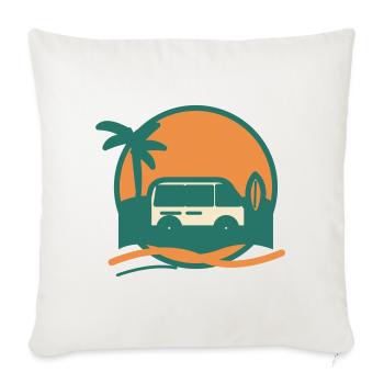 Sonnenuntergang Surfbus am Strand - Sofakissenbezug 45 x 45 cm - Naturweiß  - Vorne
