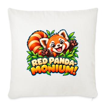Red Panda-monium! - Niedlicher und lustiger Red Panda - Sofakissenbezug 45 x 45 cm - Naturweiß  - Vorne