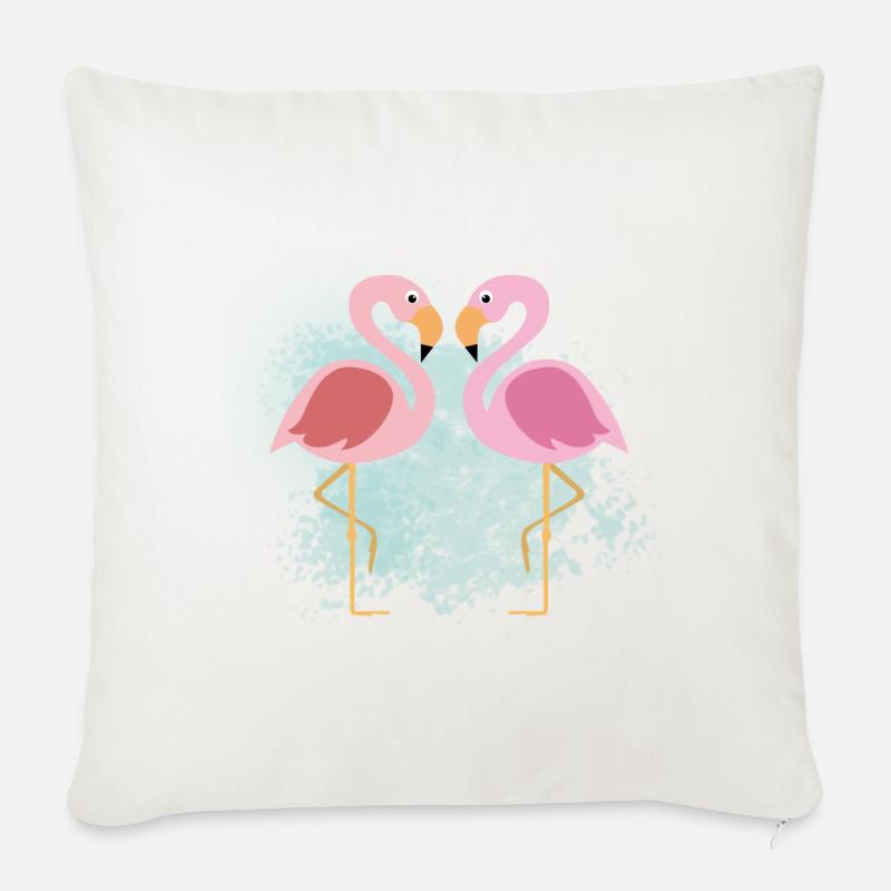 Flamingo´s Splash - Sofakissenbezug 45 x 45 cm - Naturweiß 