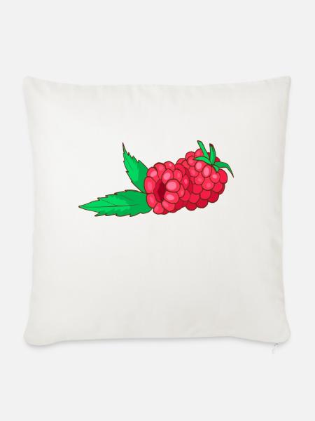 Himbeeren - Sofakissenbezug 45 x 45 cm - Naturweiß