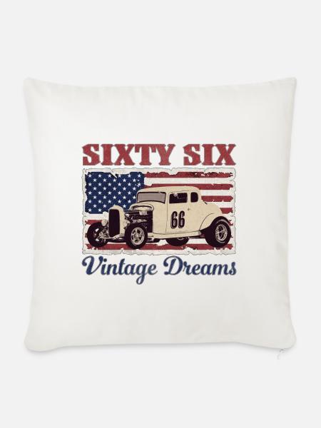 66 Vintage Hot Rod - Sofakissenbezug 45 x 45 cm - Naturweiß 