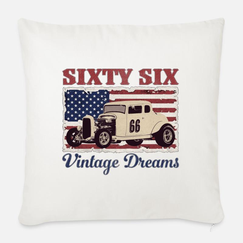 66 Vintage Hot Rod - Sofakissenbezug 45 x 45 cm - Naturweiß 