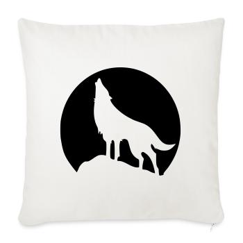 Wolf - Mond - Sofakissenbezug 45 x 45 cm - Naturweiß  - Vorne