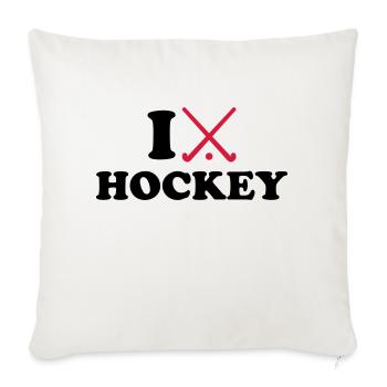I love Hockey - Housse de coussin décorative 45 x 45 cm - blanc nature - Devant