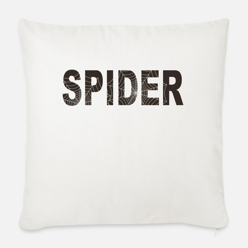 Spinne wort mit Grafik - Sofakissenbezug 45 x 45 cm - Naturweiß 