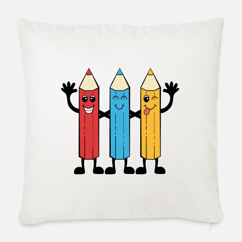 Buntstifte im Comic-Stil - Sofakissenbezug 45 x 45 cm - Naturweiß