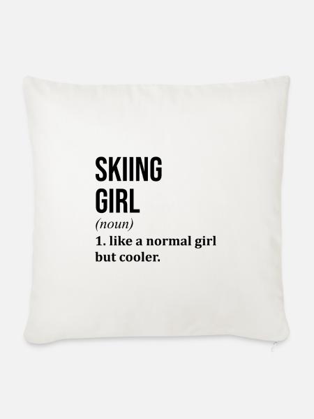 Skifahren Skifahren Skifahren - Sofakissenbezug 45 x 45 cm - Naturweiß 