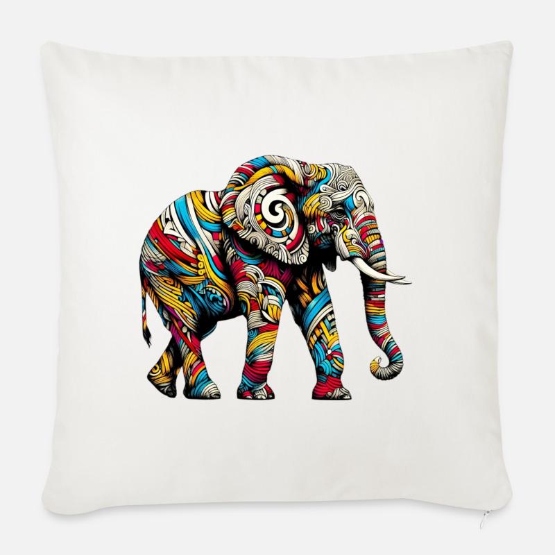 Elefant - Sofakissenbezug 45 x 45 cm - Naturweiß 