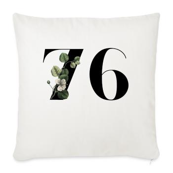 Number 76 Floral Green - 76th Floral Birthday - Sofa pillowcase 17,3'' x 17,3'' (45 x 45 cm) - natural white - Front
