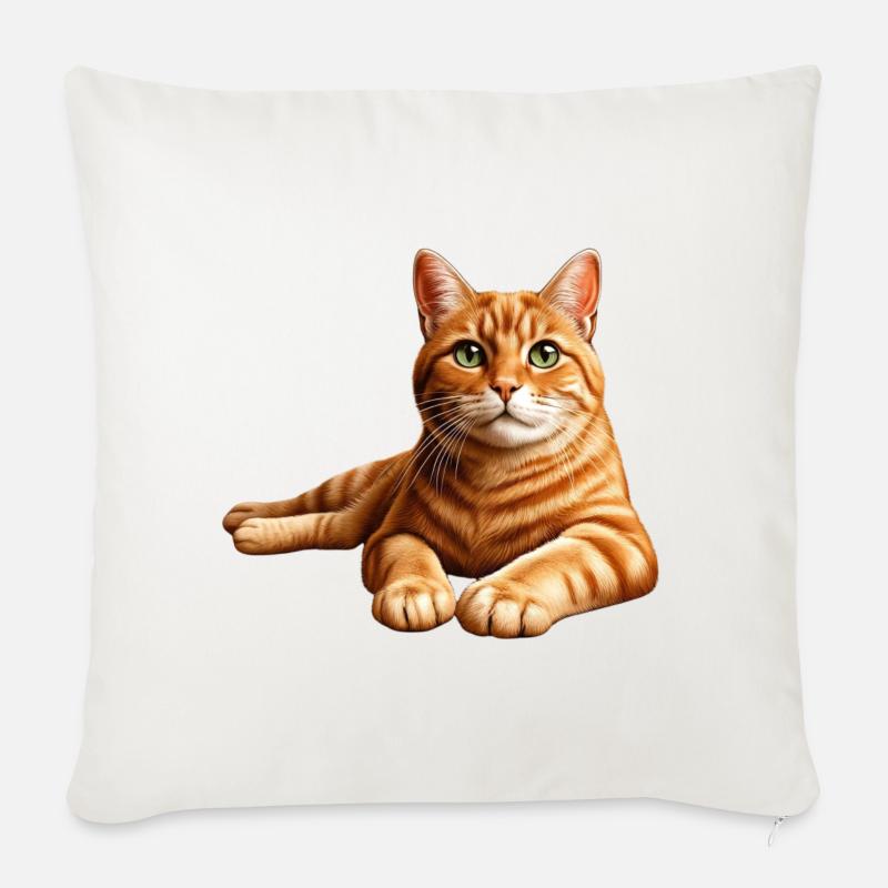 Realistisches orange getigertes Katzenporträt - Sofakissenbezug 45 x 45 cm - Naturweiß