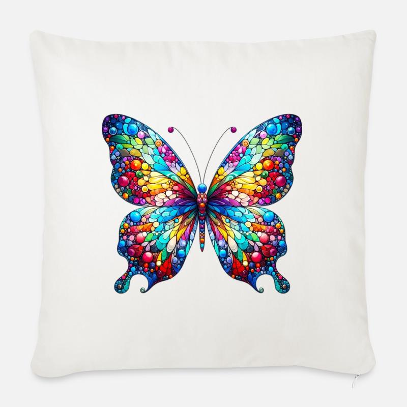 Schmetterling - Sofakissenbezug 45 x 45 cm - Naturweiß 