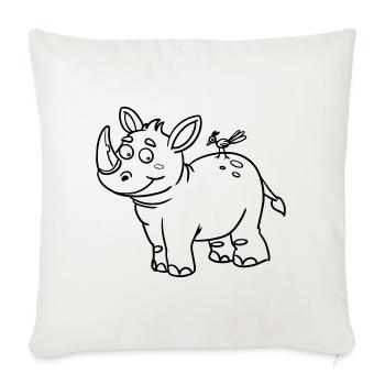 Rhino Kawaii coloring page hand-illustrated - Sofa pillowcase 17,3'' x 17,3'' (45 x 45 cm) - natural white - Front