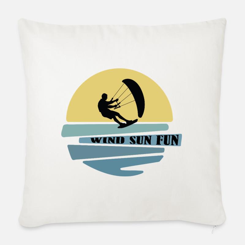 Wind Sonne Fun Kitesurfer - Sofakissenbezug 45 x 45 cm - Naturweiß 