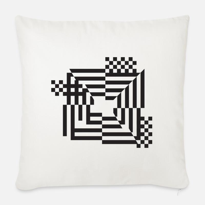 Labyrinthe Grille Monochrome - Housse de coussin décorative 45 x 45 cm - blanc nature