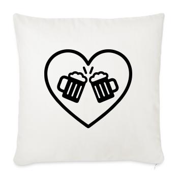 Bière équipe coeur amis Cheers Cadeau de fête - Housse de coussin décorative 45 x 45 cm - blanc nature - Devant